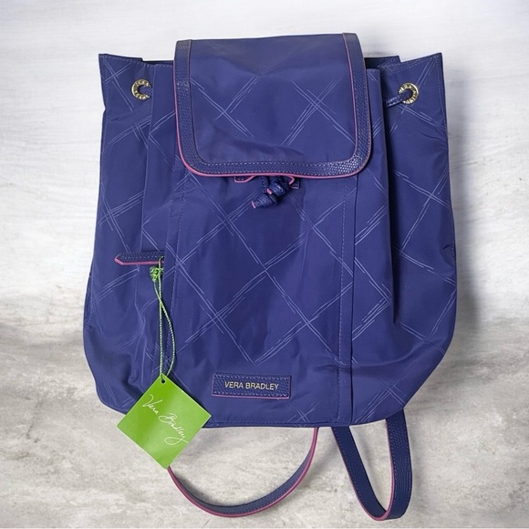 Vera Bradley Handbags - Vera Bradley Navy and Pink Backpack